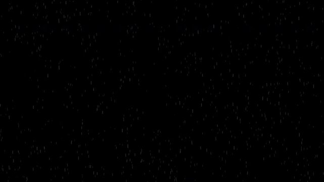 Rain drops png with white dots on a black background. Great for creative digital designs like posters, social media graphics, or websites. ProRes 4444 Alpha Channel