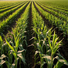 Obraz premium Birds Eye View of Green Wheat Crop Field