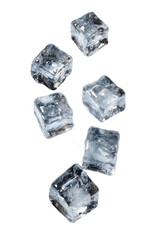 Obraz premium Seven Falling Ice Cubes on Transparent Background, PNG