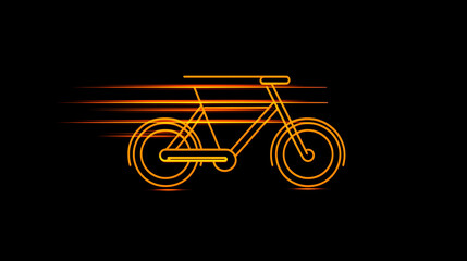 Fototapeta premium Neon glowing bicycle on a black background.