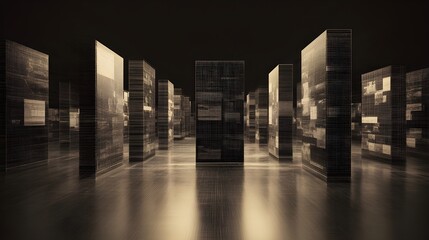 Engage with immersive archive data textures scrolling in dynamic interfaces to visualize complex information flow