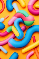 Fototapeta premium Colorful Abstract Shapes on Bright Yellow Background for Creative Use