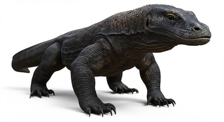 Obraz premium 巨大なコモドドラゴン 精細な質感 白い背景. AI Generated