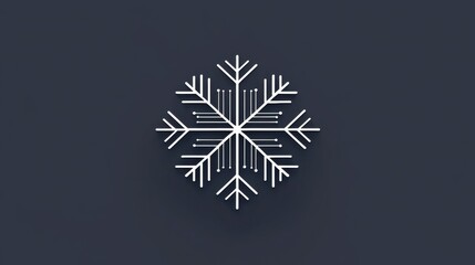 A white snowflake design on a dark blue background.