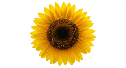 Fototapeta premium 鮮やか黄金色 満開ひまわり 白背景. AI Generated