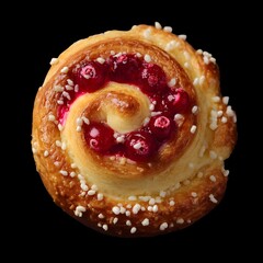Obraz premium Indulge in Fresh Kolachka Curl Pastries Filled with Cherry Cream for Decadent Bakery Experience