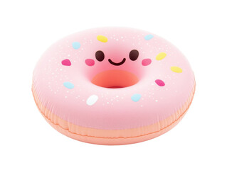 Fun pink donut pool float for summer enjoyment, cut out