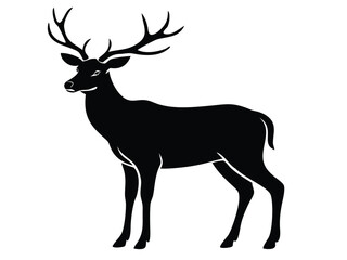 A brown deer silhouette vector illustration depicts a wild mammal with antlers