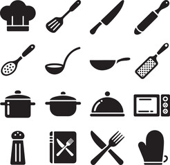 “Kitchen & Food Icon Bundle | Cooking SVG, Utensil Clipart, Flat Kitchen Vectors for Logos, Menus &