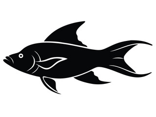 Obraz premium Vector illustration of a sea animal fish, a marine silhouette icon