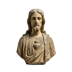 Obraz premium Bust Sculpture of Jesus Christ with Sacred Heart isolated on a transparent background 