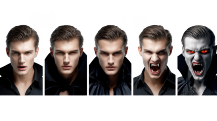 A Man's Transformation into a Vampire Five Stages of Halloween Costume Makeup