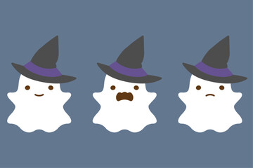 帽子をかぶったハロウィンのかわいいオバケ