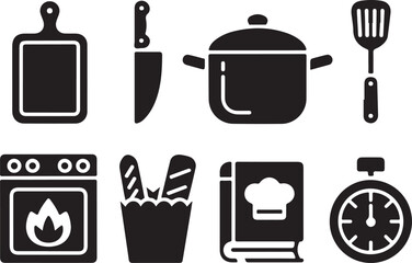 “Kitchen & Food Icon Bundle | Cooking SVG, Utensil Clipart, Flat Kitchen Vectors for Logos, Menus &