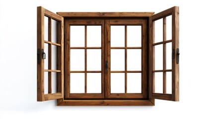 Wooden window frames isolated on white background