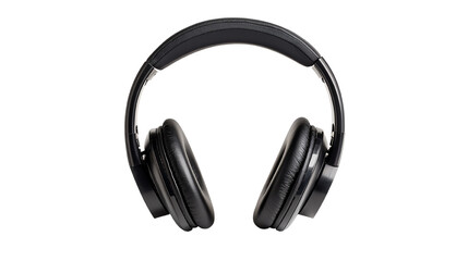 Stylish black headphones on a white isolated background for a modern audio experience.