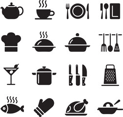 “Kitchen & Food Icon Bundle | Cooking SVG, Utensil Clipart, Flat Kitchen Vectors for Logos, Menus &