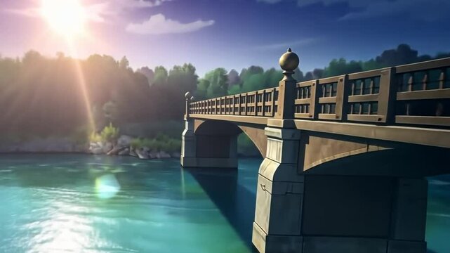 illustration of a stone bridge footage