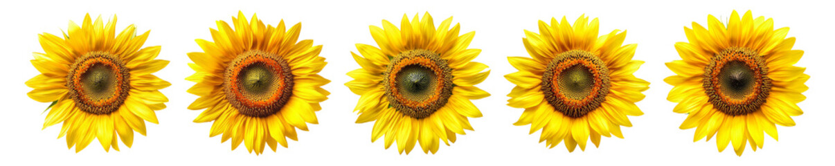 Naklejka premium Bright and Cheerful Sunflower Blooms Isolated on White Background, Isolated on Transparent, white background