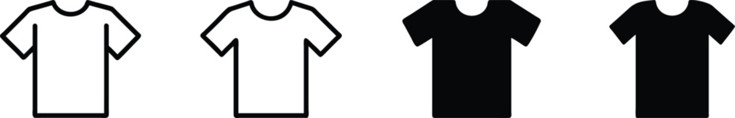 T-Shirt Icon Vector in Simple Silhouette Style Featuring Black Short-Sleeve Apparel Graphic, Casual Clothing Symbol for Fashion, Shopping, and Garment Design Concepts, t-shirt simple icon