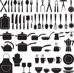 “Kitchen & Food Icon Bundle | Cooking SVG, Utensil Clipart, Flat Kitchen Vectors for Logos, Menus &