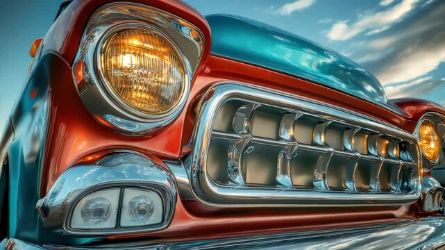 Vintage Automotive Majesty, A Classic Car Grille in Stunning Detail