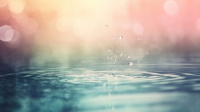 Water droplets splash in a tranquil scene