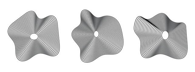 Music equalizer and sound wave. Circular sound waves, depicting audio music ,icons and logos for equalizers, radial spectrum designs, ring patterns. Vector in eps 10.