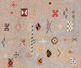 Texture of berber traditional handmade wool carpet with geometric pattern, Morocco, Africa....