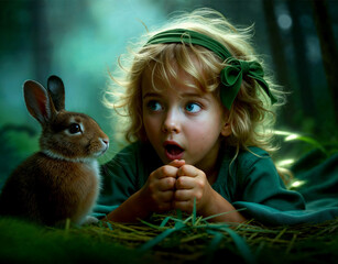Child&rsquo;s Wonder with Forest Bunny