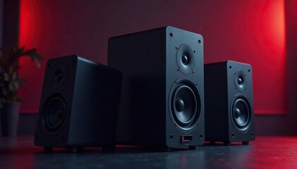 Fototapeta premium High-end audio speakers, showcasing sleek design and superior sound quality , hi-fi, clear