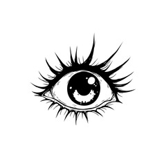 Expressive Eye Graphic: An Intense Stare with Bold Lashes and Highlight