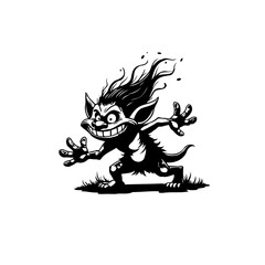 Whimsical impish figure illustration with playful and expressive features