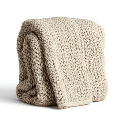 Cozy Up with Matte Ivory Knitted Cotton Throw Blanket Featuring Soft 3D Texture for Comfort