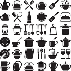 Modern Kitchen Tools Silhouette Set

Cooking Utensils Hanging Vector Design

Chef in Kitchen Action Silhouette

Minimalist Kitchen Scene Illustration

Classic Kitchenware Collection Vector