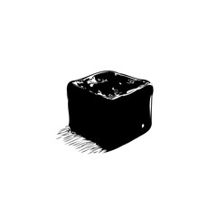 Stylized Monochrome Illustration of a Solid Cuboid Shape with Dynamic Shadow