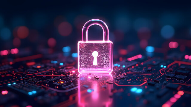 Cybersecurity Data Protection and Digital Lock Technology Concept