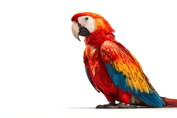 Fototapeta premium Colorful Scarlet Macaw, Ara macao, isolated on white