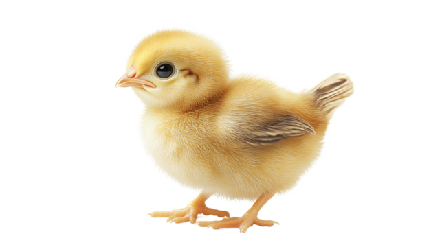 Cute yellow chick exploring its surroundings on a farm, PNG, created with Generative AI