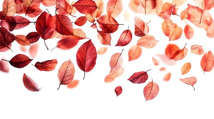 Autumn leaves falling gracefully against a white background (1)