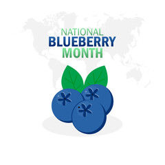 Vector graphic of National Blueberry Month for National Blueberry Month celebration.