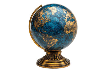 Antique globe with detailed map on a classic pedestal, highlighting geography and exploration.