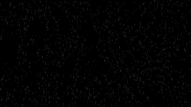 Rain drops png with white dots on a black background. Great for creative digital designs like posters, social media graphics, or websites. ProRes 4444 Alpha Channel