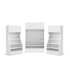 Modern White Shelves with Curved Design Vector