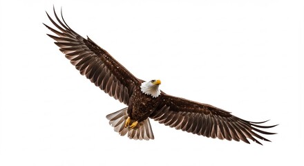 Obraz premium Majestic eagle soars gracefully against bright sunlight showcasing powerful wings. AI Generated