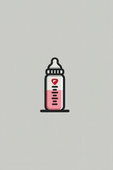 Minimalist vector design featuring a baby bottle icon with pink accents