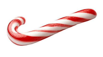 Fototapeta premium Delicious red and white candy cane designed for festive occasions on white isolated background.