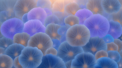 Vibrant blue and purple jellyfish swimming in ocean waters underwater scene nature close-up view marine life concept
