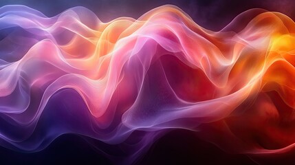 Obraz premium Abstract representation of sound waves visualized as flowing ribbons of vibrant color, pulsating and interacting in a dynamic and energetic composition