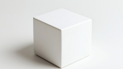 A white cube on a white background.